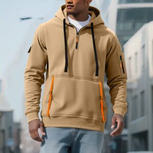 Alternative view of Fleece-Lined Pullover Hoodie – Multi-Pocket Casual Sweatshirt