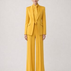 Solene Marigold Wide-Leg Suit Set – Blazer & Full-Length Trousers