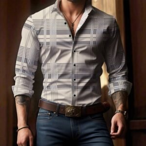 Men's Printed Shirt – Ultra-Slim Fit, Wool-Lined