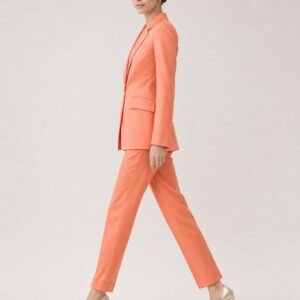 Alternative view of Orange Tailored Pant Suit – Single-Button Blazer & Cropped Tapered Trousers