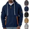 Fleece-Lined Pullover Hoodie – Multi-Pocket Casual Sweatshirt