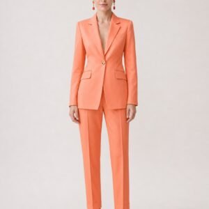 Orange Tailored Pant Suit – Single-Button Blazer & Cropped Tapered Trousers